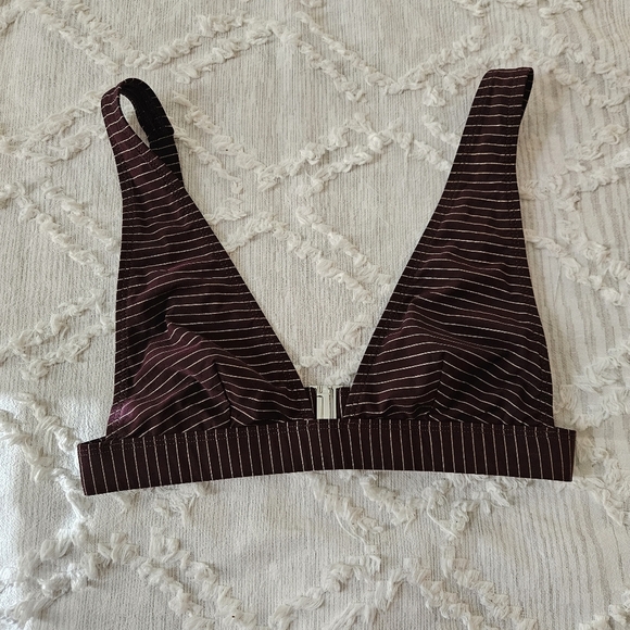 Zimmermann Maroon And Gold Pin Striped Bikini Top Size 1 (US 4-6) - Picture 1 of 8
